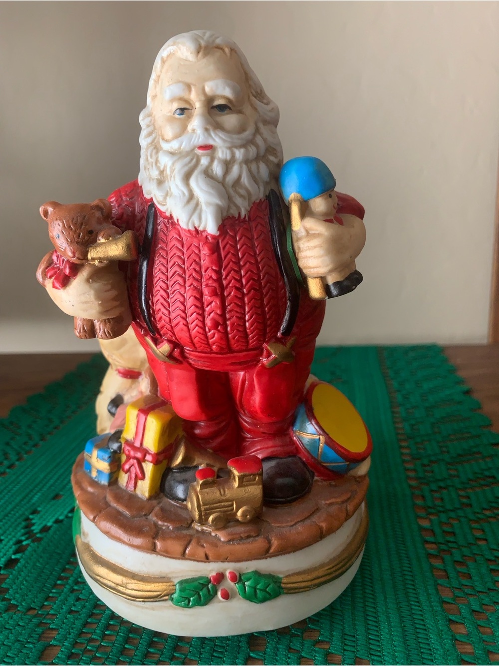 Vintage Holiday Santa Figurine in Red - Music Box Unbranded